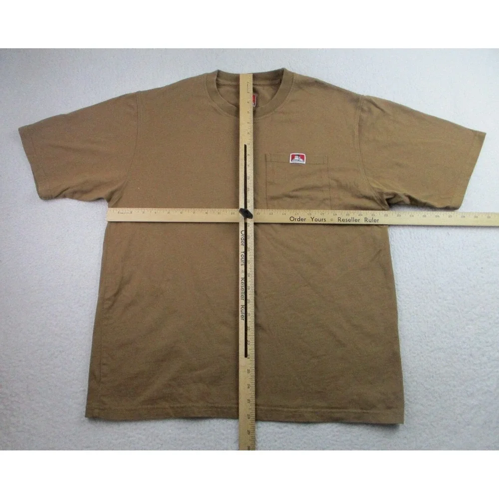 Ben Davis T‎ Shirt Mens Medium Brown Short Sleeve Monkey Pocket Logo Y2K Casual